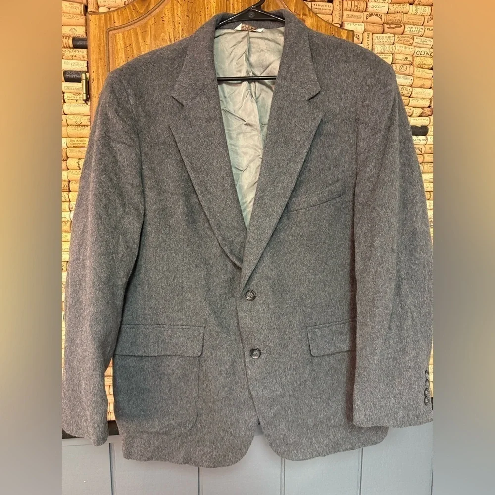 VTG 80s Avante Garde Cashmere blend blazer grey size 46R 2 button
